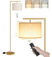 GOEBLESON Modern Dimmable Floor Lamp for Living Room, Corner Tall Lamp with Fabric Shade, LED Bul...