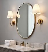 JIMUBEAM Swan Neck Wall Sconce Fixture 1-Light with White Fabric Shade, Indoor Hardwired Rustic B...