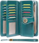 SENDEFN Wallets for Women Leather Credit Card Holder with RFID Blocking Large Capacity Wristlet