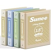 SUNEE 3 Ring Binder 1.5 Inch 4 Pack, Clear 1 1/2 Inch View Binder Three Ring PVC-Free (Fit 8.5x11...