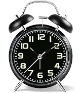 Noubnea 4.5" Metal Loud Alarm Clock for Heavy Sleepers Adults, Analog Battery Operated Alarm Cloc...