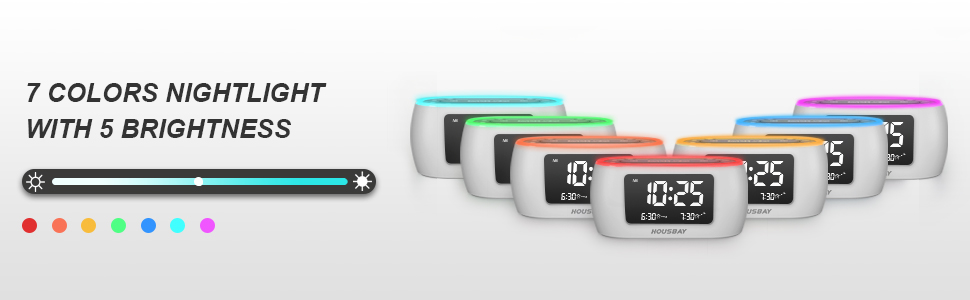 ALARM CLOCK RADIO WITH 7 COLORS NIGHYLIGHT
