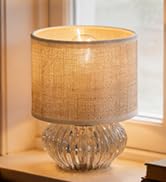 LUSHARBOR Battery Operated Lamp with Timer, Small Decorative Table Lamp with Linen Shade Cordless...
