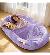 Human Dog Bed,71"x45"x14" Human Size Giant Dog Bed for Adults and Pets,Washable Faux Fur Cover Na...