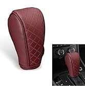Qurbuns Car Gear Shift Cover, Leather Breathable Gear Shift Knob Cover, Anti-Slip Waterproof Shif...