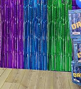 Video Game Foil Fringe Curtains Backdrop Birthday Party Decorations