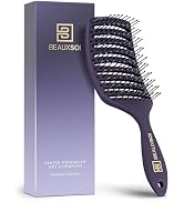 BEAUXSOI Vented Detangling Brush for Wet or Dry, Thick, Coily, and Curly Hair | Curved Vent Brush...