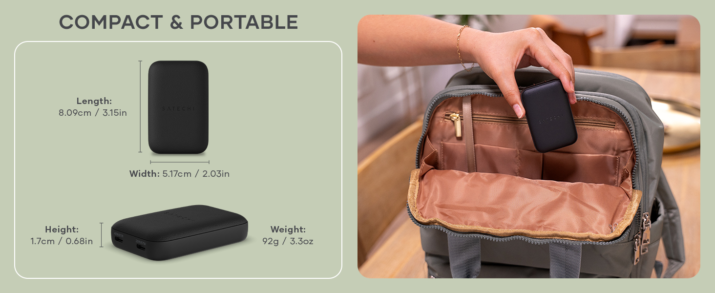 Satechi OntheGo 67W Wall Charger, GaN USB C Travel Charger with 2 USB-C PD Fast Charging Ports