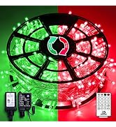 JMEXSUSS 168ft 600 LED Halloween String Lights Outdoor, Red Green Halloween Lights Clear Wire, 8 ...