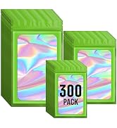 Funfery 300 Pack 3 Size Mylar Holographic Bags with Clear Window,Resealable Bags Smell Proof Bags...