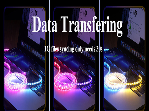 66W RGB USB C to Type C LED Light Up USB C Charging Cable
