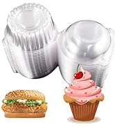 Hewnda 100 Pack Plastic Single Individual Cupcake Muffin Dome Holders Cases Boxes Cups Pods,Great...
