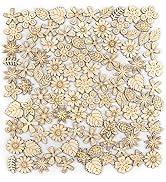 AUEAR, 300 Pack Mixed Wooden Flower Leaf Pattern Handmade Wodden Crafts Home Wedding School DIY C...