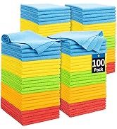 HOMERHYME Microfiber Cleaning Cloth, 100 Pack Cleaning Rags Microfiber Towel Bulk Absorbent Lint-...