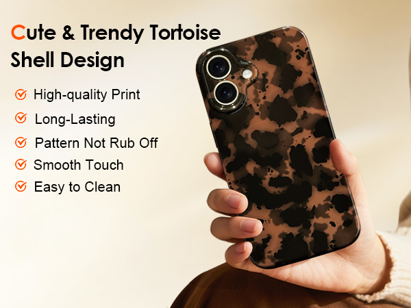 Cute Trendy Tortoise Shell Design iPhone 16 Plus Phone Case