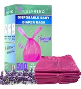 Baby Diaper Bag Disposable (500 Count) Fresh Lavender Scent Easy Tie Handles Scented Diaper Sacks...