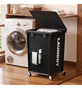 160L Laundry Basket with Wheels, Rolling Laundry Hamper with Cloth Cover, Laundry Cart with Metal...