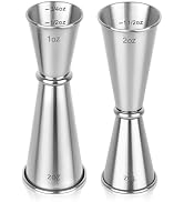 2 Pack Jigger for Bartending, 2 OZ 1 OZ Double Shot Cocktail Measure Jiggers, Stainless Steel Mea...