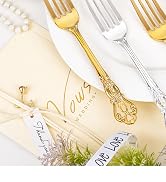 Joyido 30PCS Gold Plastic Forks - 8.1inch Gold Forks Disposable - Vintage Heavy Duty Dessert Fork...
