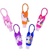 VHOPMORE 5Pcs Travel Size Kids Empty Hand Sanitizer Bottles with Keychain Holder Detachable Silic...