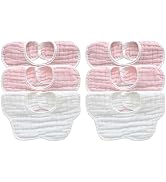 MUKIN Baby Drooling Towel, Snap Bibs, Muslin Bibs, 6 Pack, Adjustable, Soft Cotton