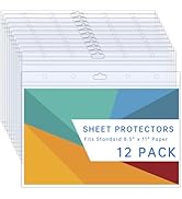 AKONEGE 12PCS Hard Sheet Protectors 8.5 x 11" Waterproof Resealable Zip Page Protectors Clear Har...