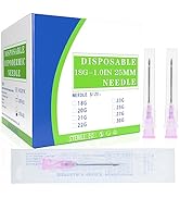 100Pack 18 Gauge 1 Inch Syringe Needles, Disposable Luer Lock Sterile Supplies
