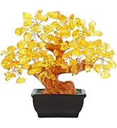 NUKAYAI Citrine Crystal Yellow Money Tree for Office Home Room Desk Decor Positive Energy Meditat...