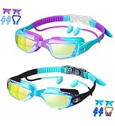 XDX Kids Goggles for Swimming, 2 Pack Kids Swim Goggles with UV Protection for Boys and Girls, An...