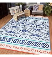 Outdoor Rugs Patio Camping Waterproof - 5x8 Plastic Straw Patio Rug Portable for Campers, Outside...