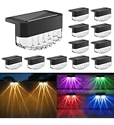 Solar Fence Lights Outdoor,12 Pack Solar Deck Lights,8 Fixed Colors & Color Changing Modern Solar...