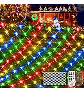 KNONEW Christmas Net Lights 420 LEDs 13ft x 6.6ft Outdoor Mesh Lights Connectable Waterproof 8 Mo...