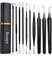 Pimple Popper Tool Kit - Boxoyx 10 Pcs Blackhead Remover Comedone Extractor Kit with Box for Quic...