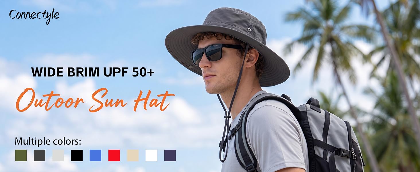 Connectyle sun hat for men mens bucket hat for women wide brim sun hat safari fishing hat for men