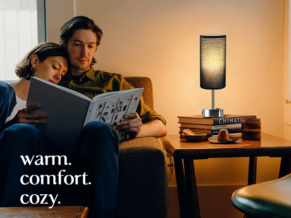 Bedside Lamp Touch Control Table Lamp with USB A+C Charging Ports 3-Way Dimmable Nightstand Lamp