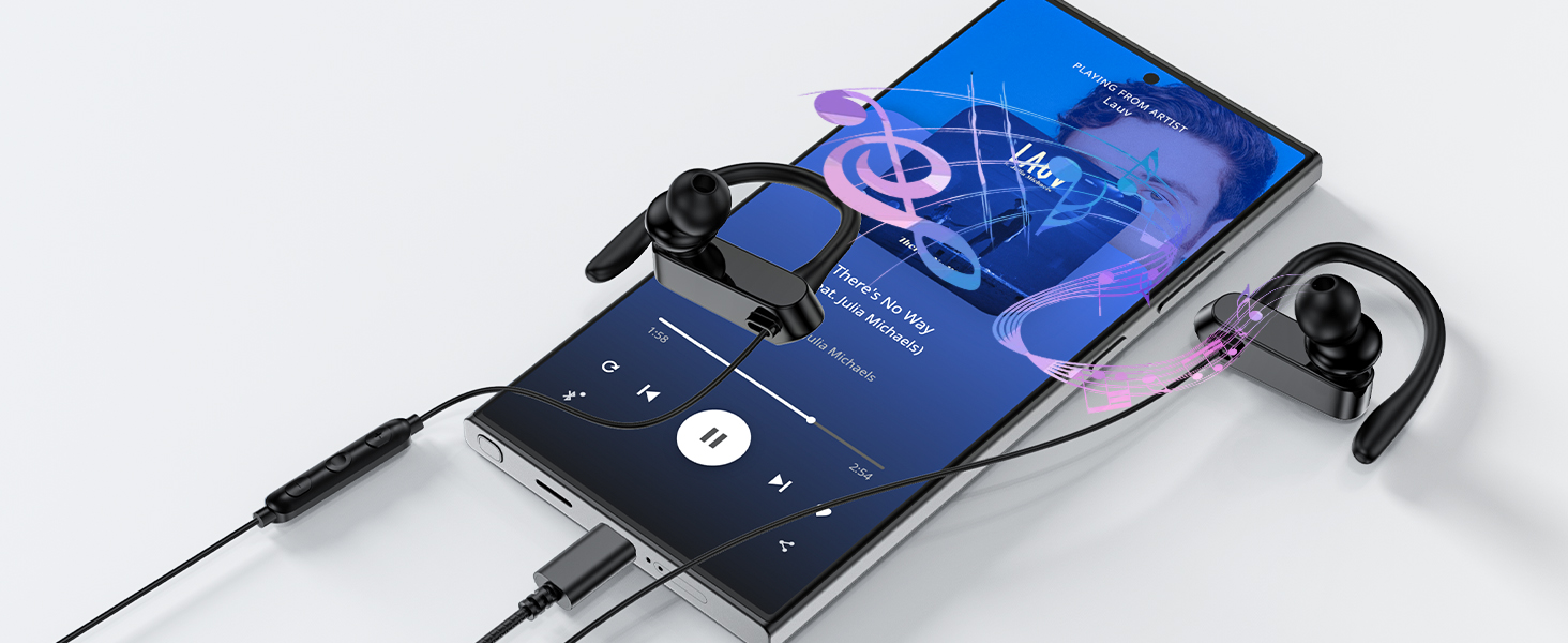 usb c Headphones Wired Over Ear for Samsung Type C Earphone Over Ear Wired Earbuds with Ear Hook