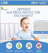 Crib Mattress Protector Waterproof - Zippered Encasement Cover for Baby