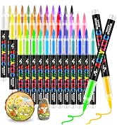 36 Colors Acrylic Paint Markers Brush Tip, Paint Pens for Rock With Direct-Liquid Ink Control , A...