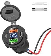 Qidoe 66W 12V USB Outlet, 4 Port Dual PD & Dual Quick Charge 3.0 Car Charger with Voltmeter for C...