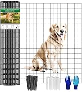 YAGJIA Welded Wire Fence 48inch x 50ft, Black PVC Coated Garden Fencing, 2 inch x 3inch 16Gauge C...