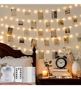 JMEXSUSS 100LED Photo Clips String Light, 33ft Fairy Lights with 50 Clips | Picture Lights Batter...