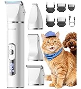 oneisall Quiet Cat Clippers for Matted Hair, 3 in 1 Cat Grooming Kit with LCD Display, Cat Hair T...