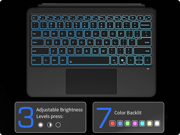 surface pro12 keyboard with 7 color blacklit