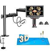 Elikliv EM3K-3D Max 3D Digital Microscope with Magnetic Dual Lens, 3K HDMI, 10.1" Flex Arm, Coin ...