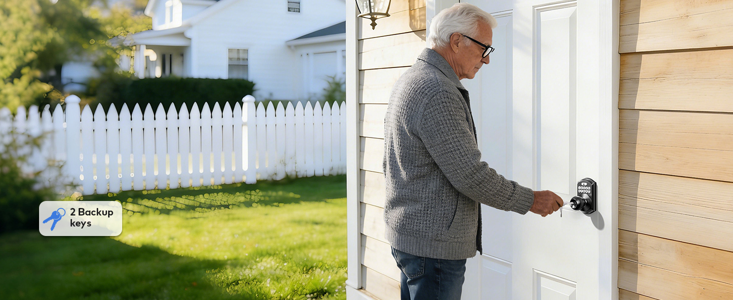 Includes 2 backup keys for easy access even without power or network, never get locked out