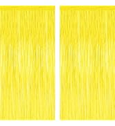 2 Pack Backdrop Curtains, 3.28 FT x 7.05 FT Yellow Color Tinsel Backdrop, Metallic Foil Backdrop ...
