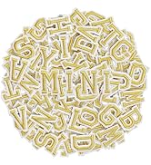 0.7" Iron on Letters Patches for Fabric, Clothing, Hats, Tote Bags, Gold | Mini Letters Patches f...