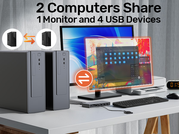 DP KVM SWITCH-Two computers share one display.