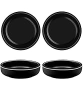 Cyimi 3.5" Ceramic Side Dish Set of 4 Small Porcelain Soy Dipping Sauce Dishes Black Seasoning Sa...