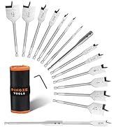 PINOZE 14-Piece Spade Drill Bit Sets with 6“ Extension, Paddle Flat Bit for Hole Cutter Woodworki...